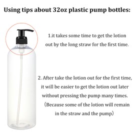 BPFY 6 Pack 32 oz Shampoo and Conditioner Dispenser Bottles with Pump for Conditioner, Soap, Lotions, 32 oz Empty Plastic Pump Bottle Dispenser with Labels Funnel, Chalk,Pen
