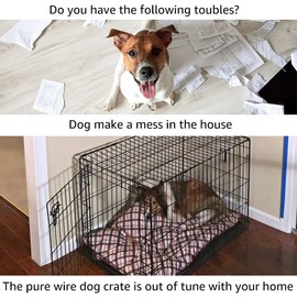 unipaws 32 Inch Furniture Style White Dog Crate for Medium Dogs, Indoor Aesthetic Puppy Kennel, Modern Decorative Wood Wire Pet House Dog Cage, Pretty Cute End Side Table Nightstand…