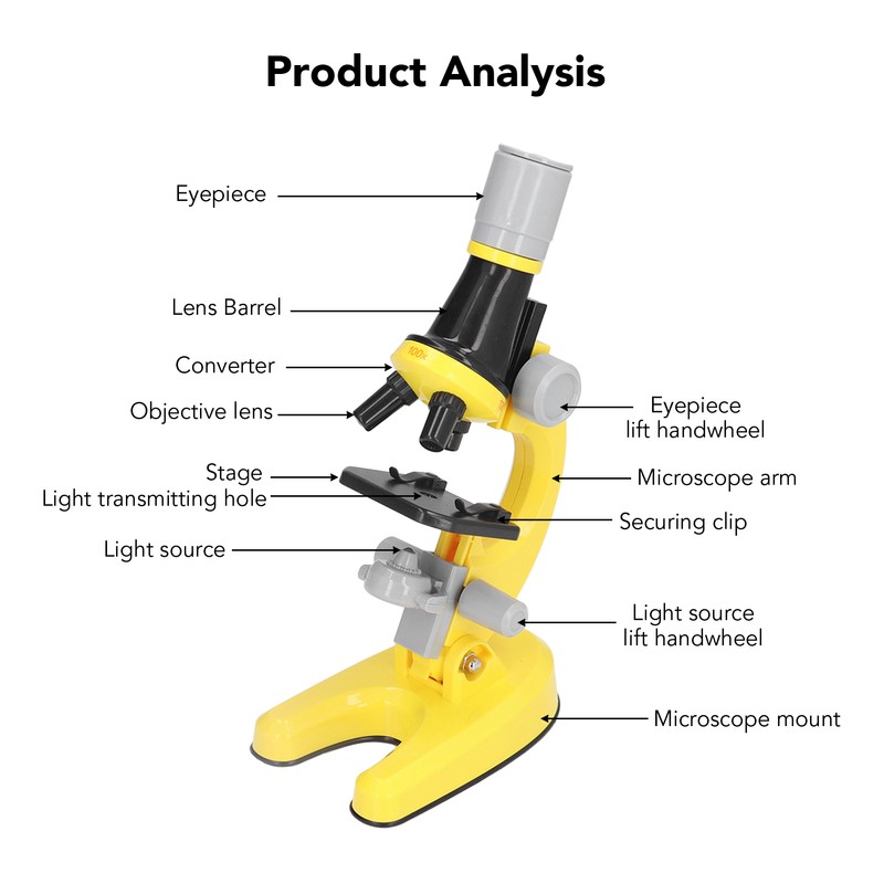 Kids Microscope Kit LED 1200X Microscope with Specimen Slides Science