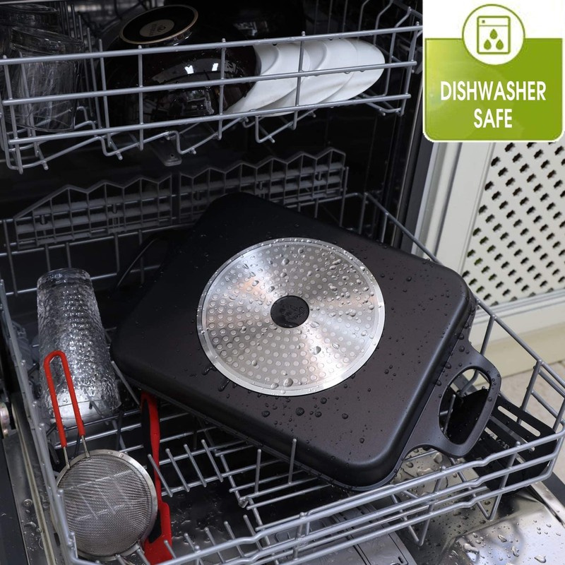S·KITCHN Nonstick Grill Pan, Induction Stove Top Grill Plate, Glass