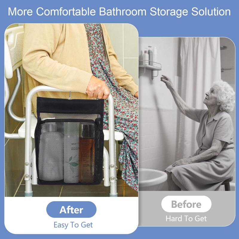 ieddet 2 Pack Hanging Shower Caddy for Shower Chair, Mesh