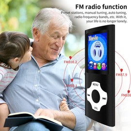 Mymahdi MP3 / MP4 Portable Player, Black with 1.8 Inch LCD Screen and Memory Card Slot, Max Support 128 GB