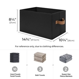 SroageWorks Storage Baskets for Shelves, Foldable Fabric Closet Storage Bins with Handles, Clothes Organizer Laundry Baskets, Black, 3-Pack, Medium