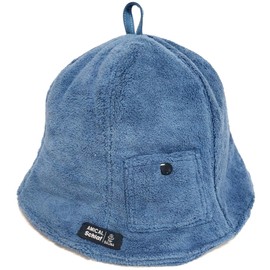 Hat-1491 Happy Hat, Sauna Hat, Fluffy Pile Fabric, Large Size, Protects Hair and Scalp, Washable, Unisex, Hat-1491, blue