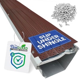 FlowGuard USA Made Slip Under Shingle Professional DIY Universal 5 Inch & 6 Inch 50-Year Gutter Cover System - Brown - Aluminum Gutter Guards - 22 Feet - by FlexxPoint