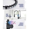 LUFEIDRA Black Kitchen Faucet with Sprayer LED Light, High Arc