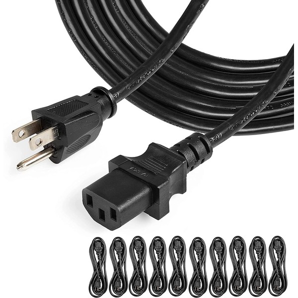 (6FT - 10PK) Universal Computer Monitor TV Replacement 3 Prong