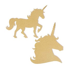 Fun Express Unicorn Cutouts - Set of 6 Gold Glitter Shapes - Party Decorations and Supplies