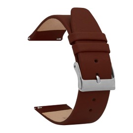 Shoptictoc Quick Release Leather Watch Band for Skagen - Light Brown - Slim Replacement Watch Strap for Skagen Smart Watch Bands and Classic Watches - Silver Buckle - 18mm