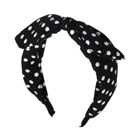 Polka Dot Headband Knotted Bow Headbands for Women Black Rabbit Ears Headband Hair Band with Bow Head Bands for Women's Hair Non Slip Bowknot Headband Bunny Ear Headbands