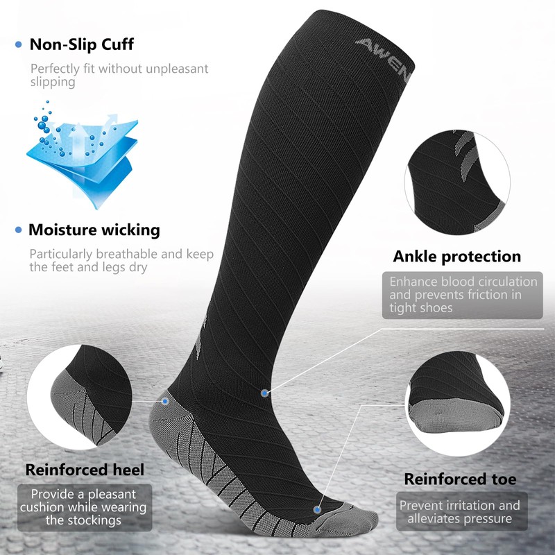 Awenia Compression Stockings, Black-2Pack
