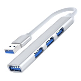 NAERSI® USB Hub 4 in 1 USB Type-C to 3 Port USB 2.0 USB 1 Port 3.0 PD Charging Port Hub Multifunction Adapter (All Silver-USB)