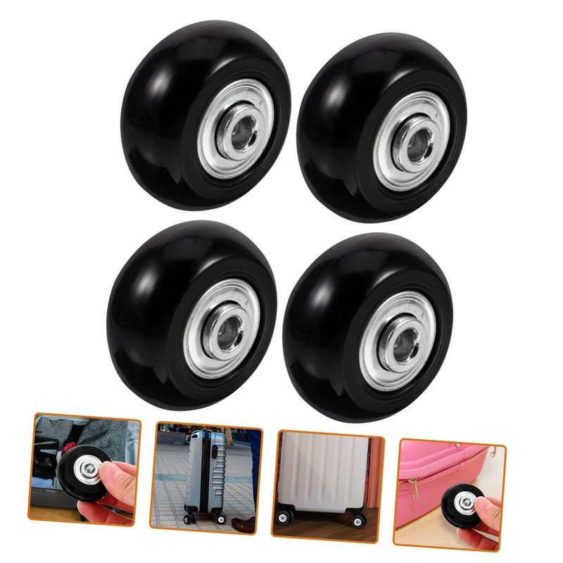ULTECHNOVO 1set Pu Silent Rubber Replacement Wheels for Suitcases Noise