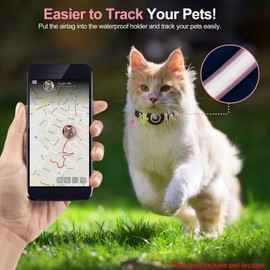 PAFUWEI 1 Piece Cat Collar, Cat Collar with Waterproof Airtag Holder and Reflective Strap Adjustable Cat Collar with Bell and Snap Buckles for Kittens Puppies Small Pets (Pink)