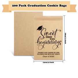 WOFIROY 200 Pack Graduation Cookie Treat Bags, 5x7.1 Inches Graduates Candy Bags Congrats Grad Kraft Paper Gift Bag Graduation Party Favors for Guests