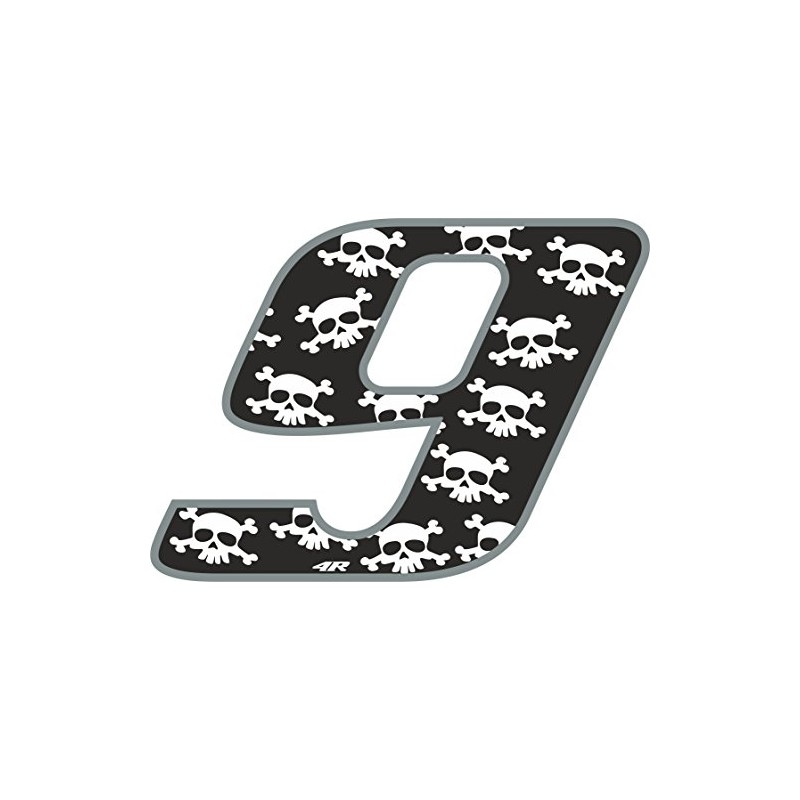 Holographic Racing Number Skulls 9, Medium