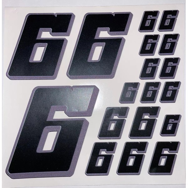 Unbranded Matte Black-w/ Dark Grey Shadow #6’s Racing Numbers Rc