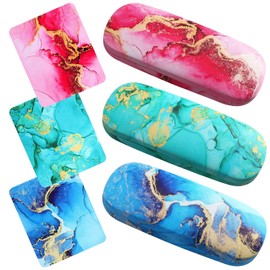 QSCFKL 3Pack Hard Shell Eyeglasses Case, Eye Glass Cases Womens Hard Shell With Cleaning Cloth Portable Eyewear Case for Women Men