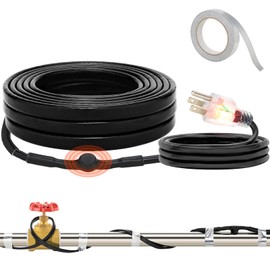 Oak Leaf 12Ft Heating Cable, Self-Regulating Heat Tape for Water Pipes with Thermostat, Pipe Heating Cable for RV/Farm/Drain/Water Pipe, Comes with Aluminum Foil Tape, 120V/ 8W/Ft