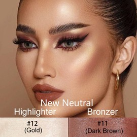 evpct 2Pcs Crema Facial Contorno Bronceador Sticks Maquillaje Resaltador Resaltado Marrón Oscuro Dorado Crema Contorno de Mejilla Sticks Contorno En Crema Bronceadora Base Bronceadora Kit de Barra de