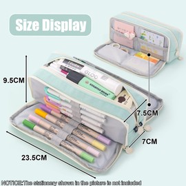 X SIM FITNESSX Pencil Case Teenager Girls Pencil Case 3 Compartments Boys Large Capacity Pencil Case for School & Office (Cotton-Blue)