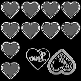 10 Pieces Heart Shape Curved Transparent for Shake Cards and 5pcs/Sets Hearts Metal Cutting Dies for Card Making Embossing Folder Cutting Dies Plastic Transparent Puffy Shaker Cover
