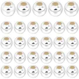 Beebeecraft 1 Box 200pcs Round Silver Beads for Jewellery Making 925 Sterling Silver 2mm Spacer Loose Beads