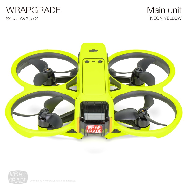 WRAPGRADE Skin Stickers Compatible with DJI Avata 2 (Neon Yellow)