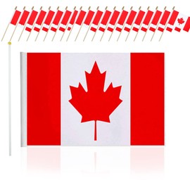 20Pcs Canada Flag Mini Canadian Flags Small Canada Hand Flag Hand Held Canadian National Flags Canada Day Bunting Decorations for Bar Game Office Sports Competition Table Decor Canadian Day