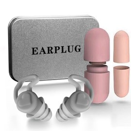 Donfri 2 Pairs Ear Plugs for Sleep Noise Reduction 40dB Three Layers of Sound Insulation Ear Brace Design Earplugs Noise Cancelling for snoring，Concerts，Learning (Grey，Pink)