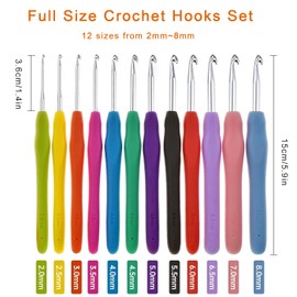 37 Pack Crochet Hooks Set, Crochet Kit for Beginners with Stitch Markers 2mm(B)-8mm(N) Ergonomic Soft Grip Handle Crochet Hook Set for Arthritic Hands Large Crochet Needle