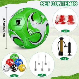 Hualleko 6 Pack Soccer Balls Size 5 Deflated Includes Soccer Ball with Pump and Net Bag, Pelota De Futbol Training Practice Sphere Competition for Indoor Outdoor