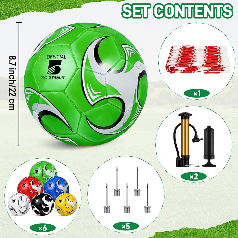 Hualleko 6 Pack Soccer Balls Size 5 Deflated Includes Soccer