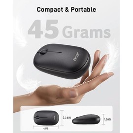 acer Computer Mouse Wireless, 2.4G Slim USB Wireless Mice with USB-A Receiver, 1600 DPI Optical, Laptop Mouse with Plug and Play for Right/Left Handed Users (for Chromebooks, Windows PC & Mac) Black