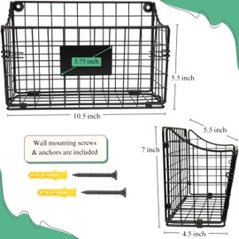 PriZoi® - Cesta de alambre para montaje en pared, de metal, para almacenamiento, cesta de frutas en pared, color negro