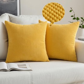 MIULEE Granular Cushion Cover, Pineapple, Soft Plain Decorative Square Cushion Covers for Sofa, Bedroom, Car, Set of 2