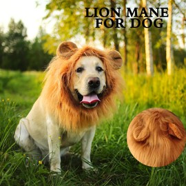 Lion Mane for Dog, 2024 Dog Lion Mane, Lions Mane for Dogs, Dog Costumes for Small Medium Large (Large Dogs-Light Brown)