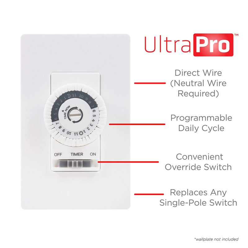 UltraPro 24-Hour Indoor Mechanical In-Wall Timer, 30 Minute Interval, Neutral