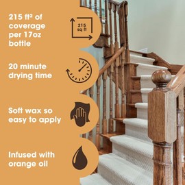 Furniture Clinic Wood Wax & Polish | Clean, Nourish & Protect Wood Furniture & Kitchen Cabinets from Dryness & Scratches | Orange Oil & Beeswax | Use on Treated & Untreated Surfaces (17oz / 500ml)