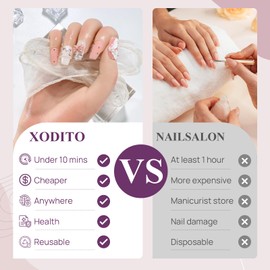 XODITO Fake Nails Set Pink Medium Square Bling Glossy 3D Bow Heart Rhinestone Pearl False Nail Tips, Press On Nails, Artificial Art Nails Finger Manicure for Women and Girls(CDJ0030-M)