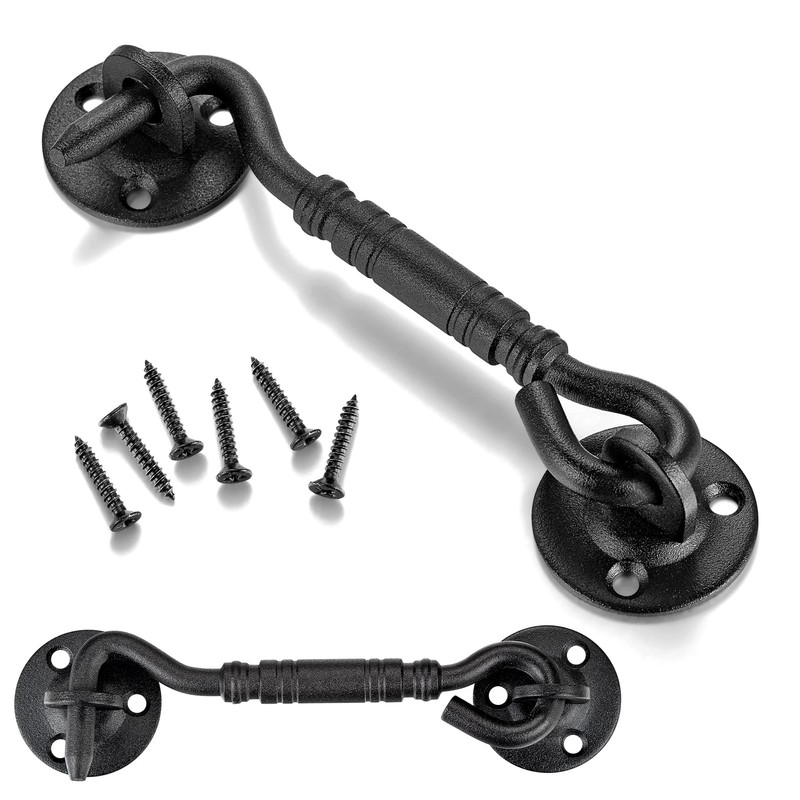 INIRET 2 Packs 4”Barn Door Latches，Matte Black Heavy Duty Solid