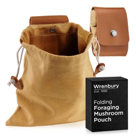 Wrenbury Collapsible Mushroom Foraging Bag - Waxed Canvas Mushroom Foraging Pouch - Foldable Mushroom Accessories and Foraging Gifts - 475ml