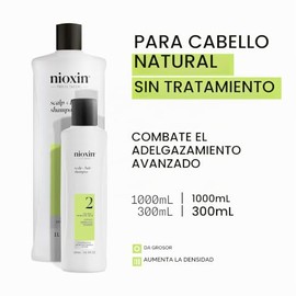 Nioxin - Sistema 2 - Champú Fortalecedor para Cabello y Cuero Cabelludo - Cabello Natural con Debilitamiento Avanzado - Con Biotina y Niacinamida (1L)