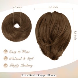 BARSDAR Hairpiece Hair Extensions, Hair Bun Ponytail Extension, Straight Synthetic Hairpiece, Short Ponytail Bun Hair Accessories, Simple Scrunchie for Women, Light Golden Brown