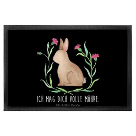 Mr. & Mrs. Panda 40 x 60 cm Door Mat Rabbit Sitting - Easter Gifts, Easter Decoration, Gift, Doormat Easter Bunny, Easter Children, Rubber Mat