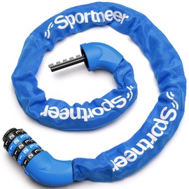 Sportneer Bike Lock: 5 Digit Combination High Security Anti Theft Bike Chain Lock - 3.2/3.6/4ft Heavy Duty Resettable Keyless Bicycle Lock for Bike, Motorcycle, Scooter, Door & Gate - 6mm Thick