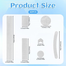 42Pcs Reflective Stickers Reflective Tape Outdoor Waterproof Reflectives Decals Multi Shapes Kit Night Visibility Driveway Reflectors for Hard Surfaces Vehicle Bicycles Motorcycles Mailbox Bag Helmet