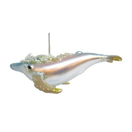 December Diamonds Glass Ornament - Jeweled Pastel Humpback Whale 6"