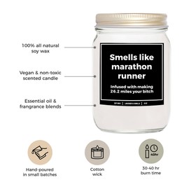 YouNique Designs Marathon Gifts - Soy Candle (Mahogany Teakwood) for Runners Men & Women