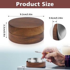 Ashtray for Outdoor Use, Ashtray with Lid and Stainless Steel Insert, Odour-Proof, Made of Wood, Balcony Ashtray, Windproof, Ashtray for Home, Office